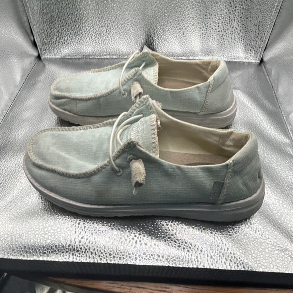 HEYDUDE Wendy Boho Stitch Sky Blue Women's Size 7 Slip-On Casual Shoes